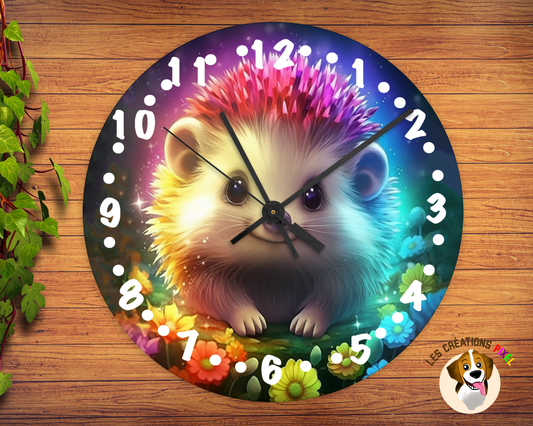 Horloge en métal Hérisson néon